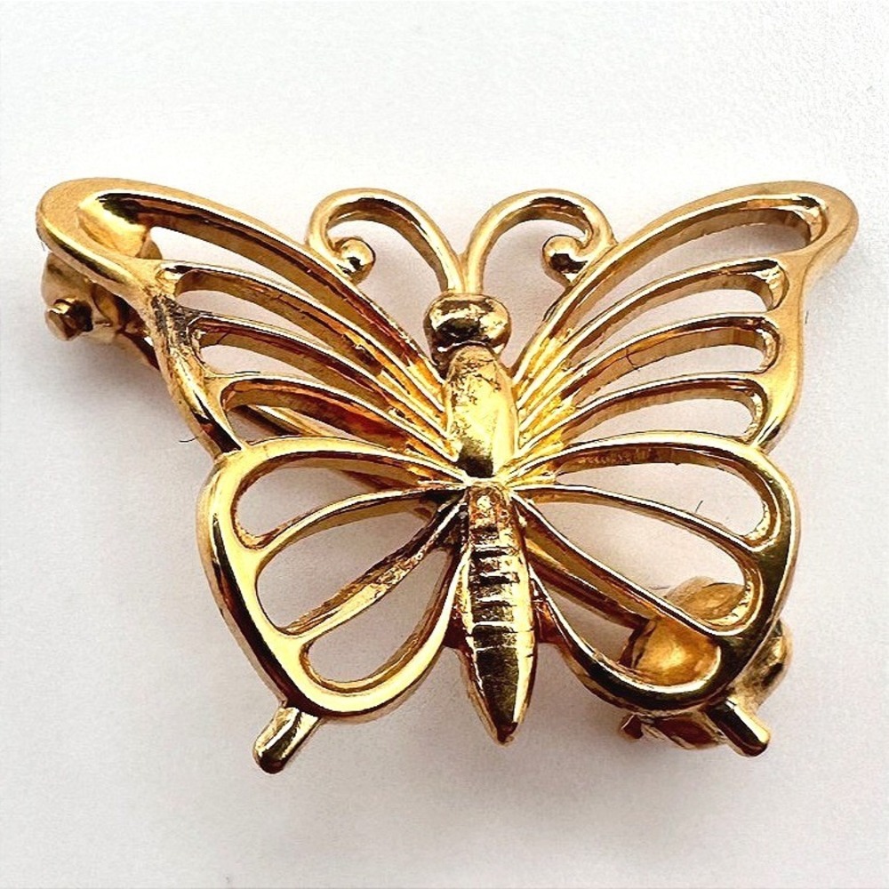 Vintage 90s Gold Tone‎ Butterfly Brooch Pin Women's Classic Fashion Jewelry